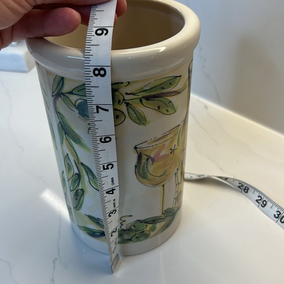 Wine Chiller Classic Ceramics 2003 Utensil Holder w/painted Wine bottle & glass - Picture 8 of 9